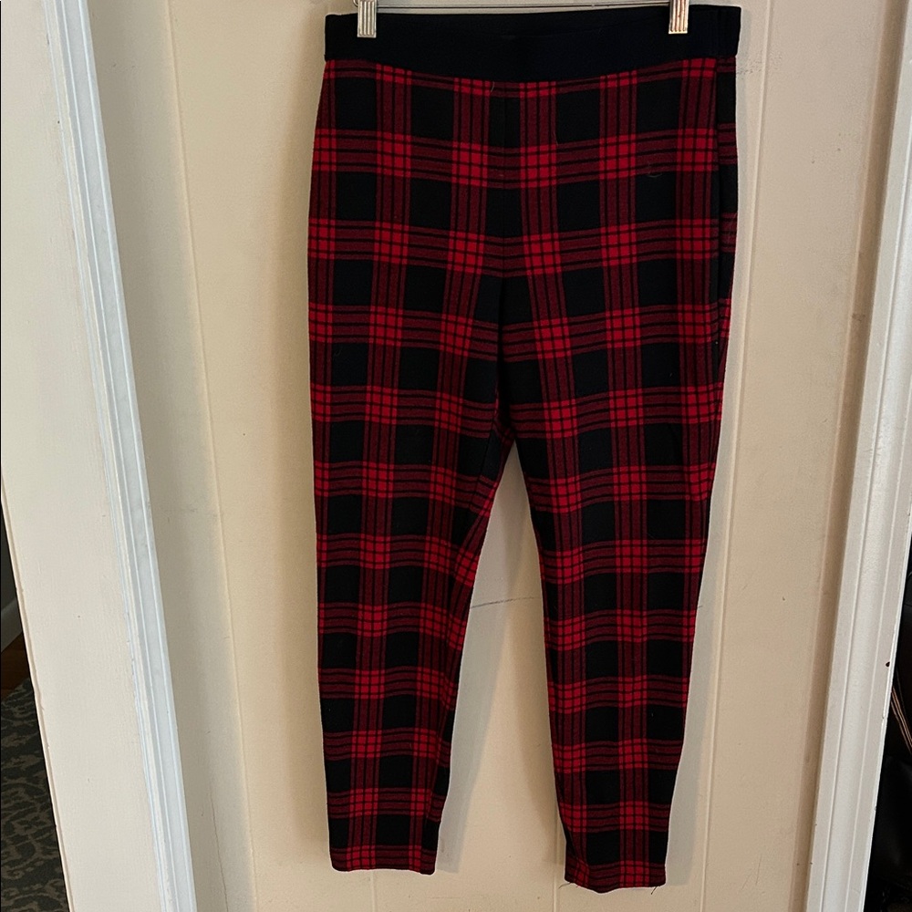 Talbots Women's Red and Black Plaid Leggings